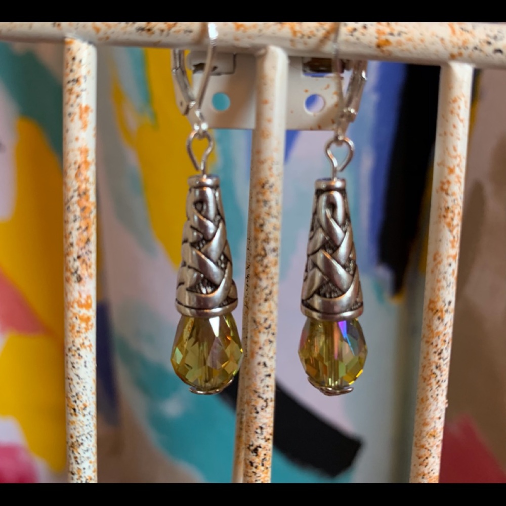 New handmade silver crystal earrings